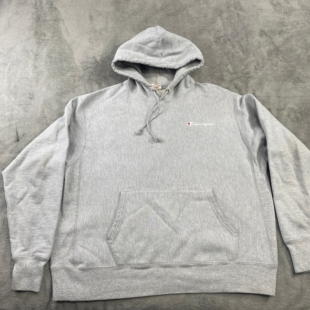 Vintage Champion Hoodie Reverse Weave XL Gray Pullover Heavyweight Sweatshirt - Picture 1 of 10